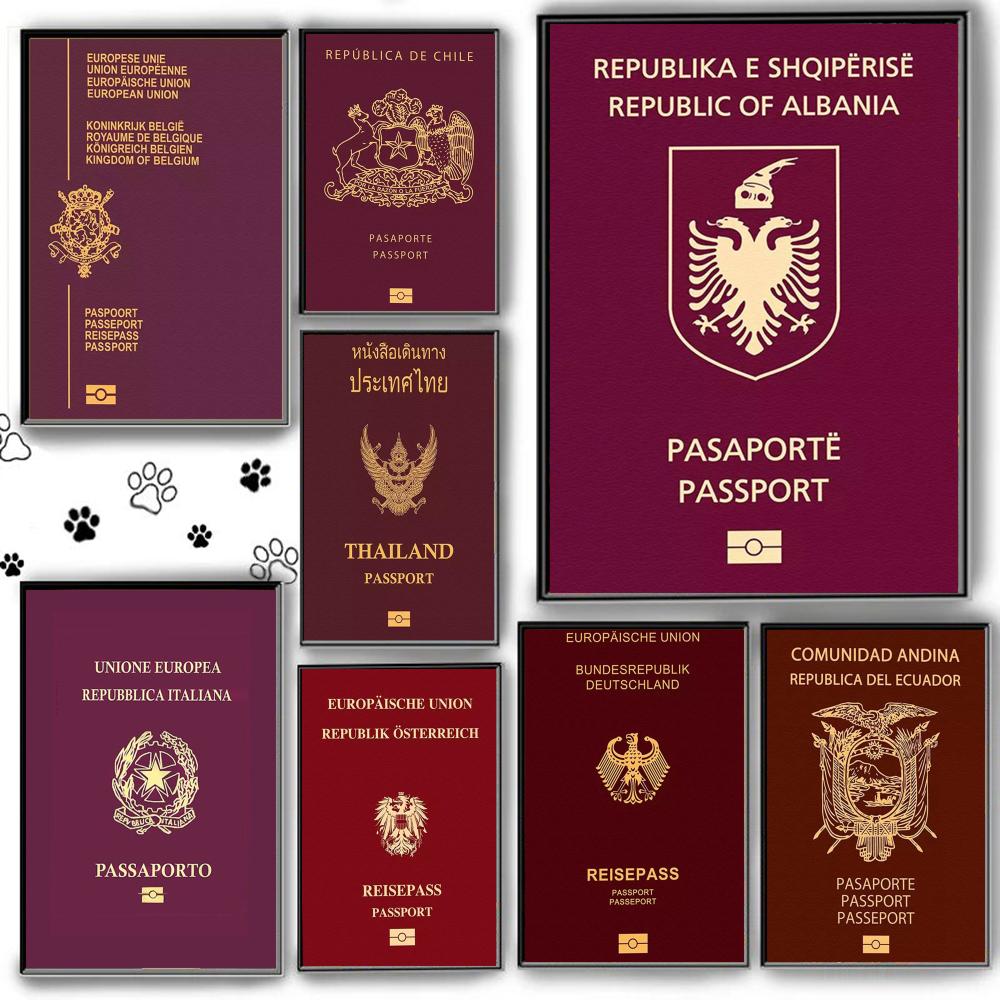 Home Office For Passport - Kırmızı Arka Planlı Pasaportlar Posteri Kendinden