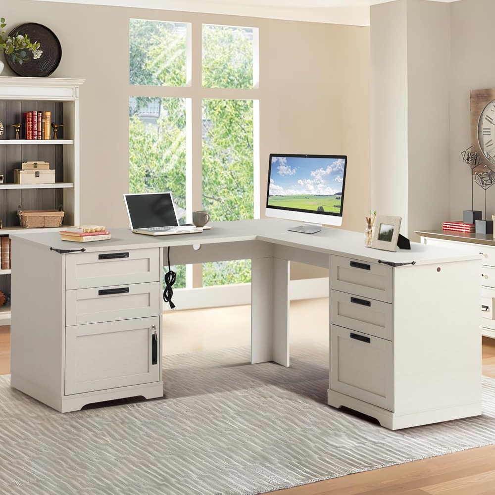 Desk Charging Station - 60 inç L Şeklinde Çekmeceli Yönetici