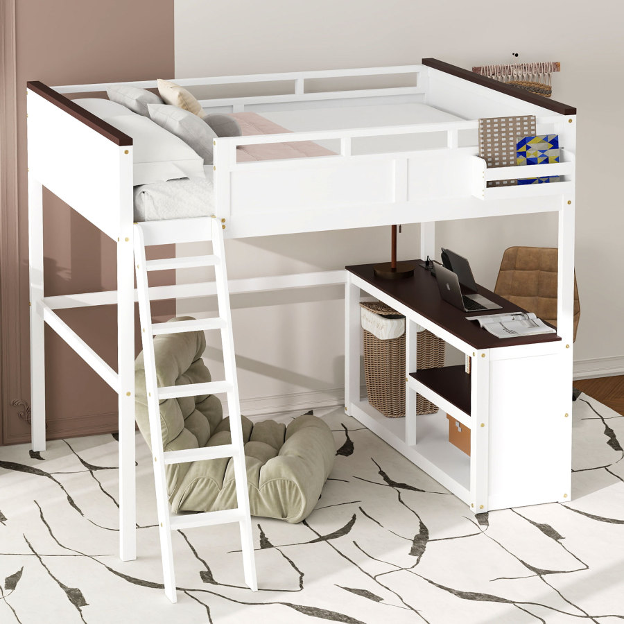 Desk Charging Station - Kraliçe Boy Yüksek Yatak, Çalışma Masası,
