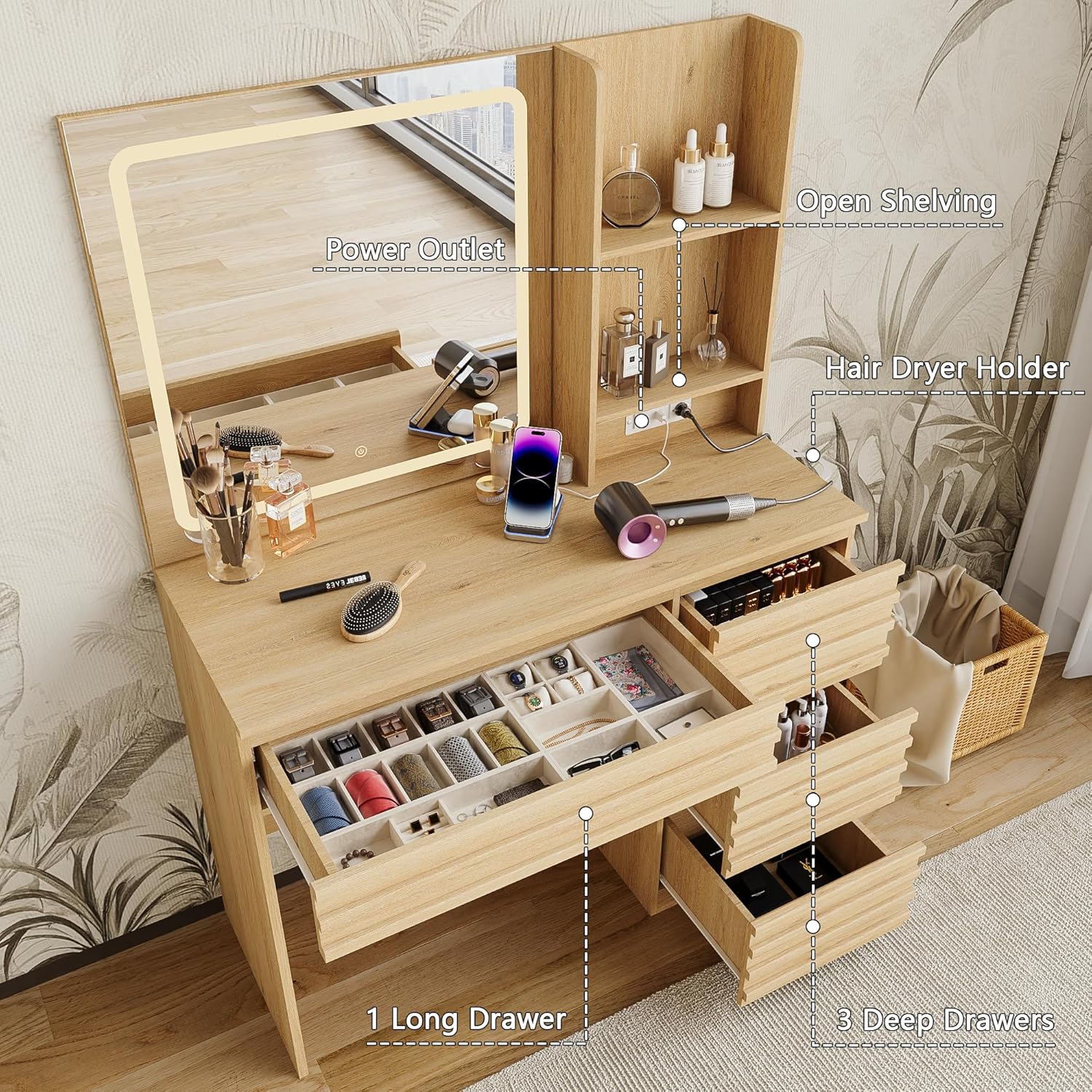 Meşe Ahşap Malzemeden Yatak Od - Desk Charging Station incelemesi ve fiyatı