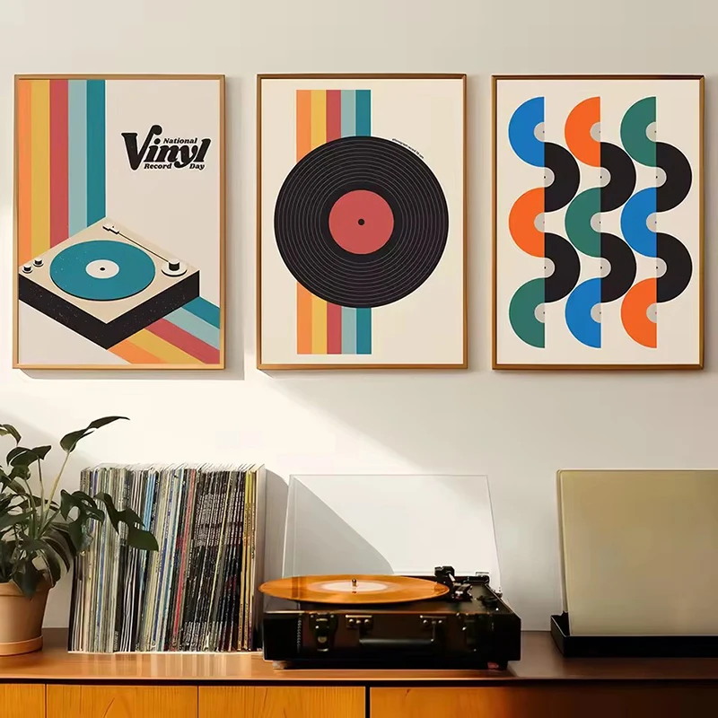 Orta Yüzyıl Vinil Plak Kanvas  - Home Office Minimalist incelemesi ve fiyatı