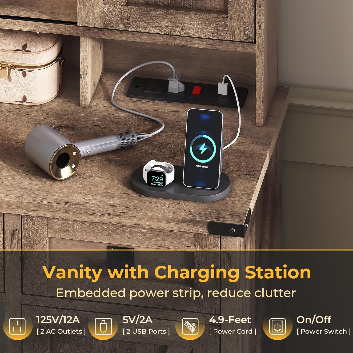 Rustik Meşe Ahşap Çiftlik Evi  - Desk Charging Station incelemesi ve fiyatı