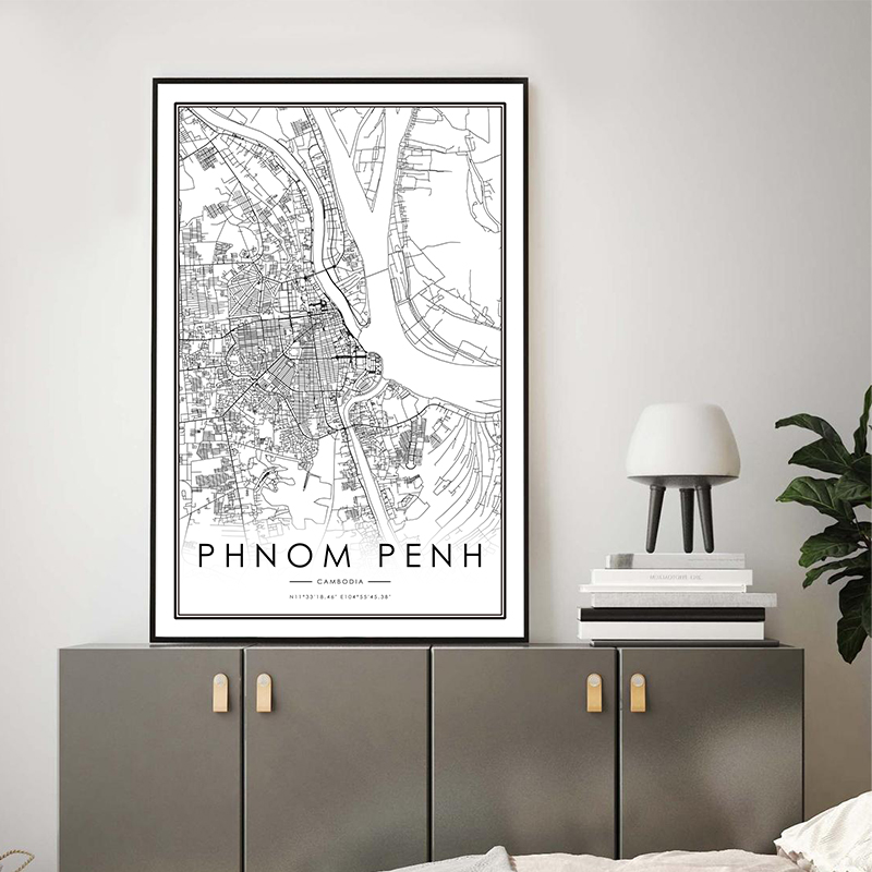 PHNOM PENH Şehir Haritası Post - Home Office Minimalist incelemesi ve fiyatı